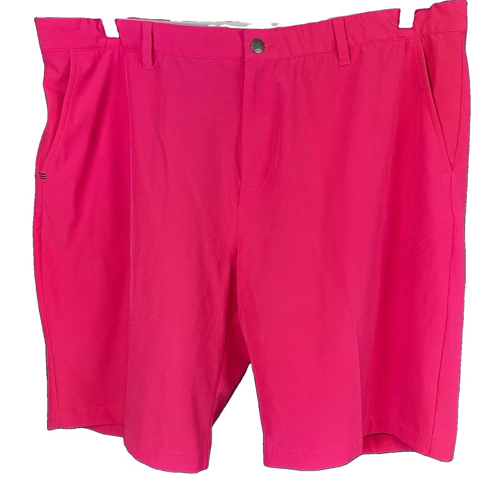 adidas Golf Men's Pink Solid Flat Front Golf Shorts Pockets Polyester 42